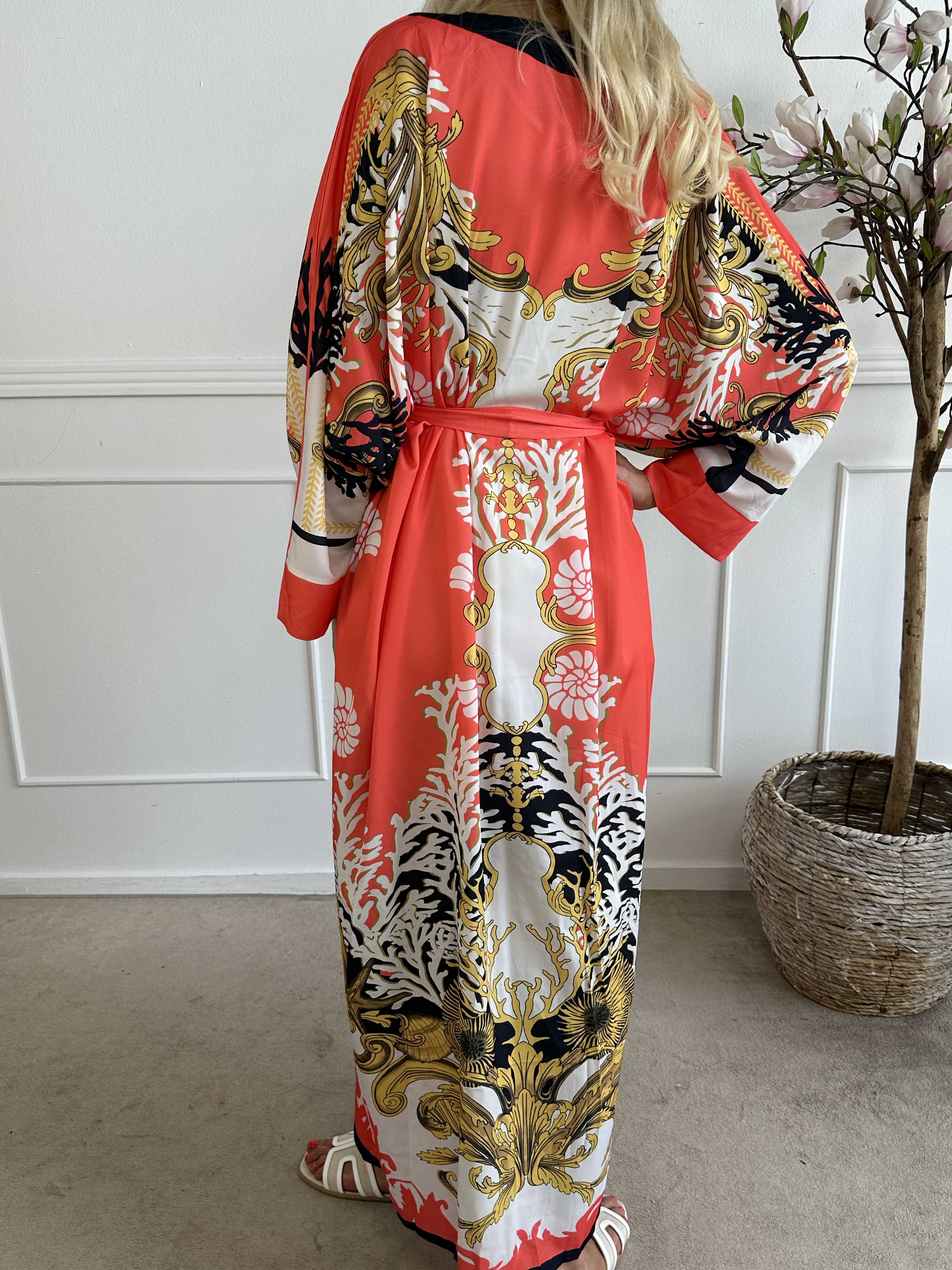 Goddess Dress - Lång mönstrad tunikaklänning med knytband